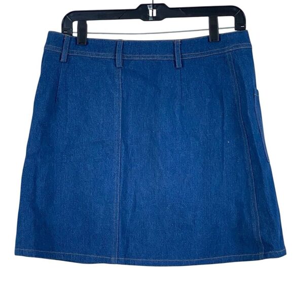 JOA Los Angeles Blue Denim Snap Front A-Line Mini Skirt Sz L NWT - Picture 12 of 16